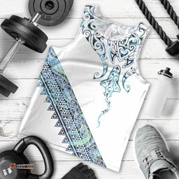 Kahui Whetu Paua shell Kowhaiwhai Taniko Personalised Men Tank Top Manta Ray Shark-Turtle Maori Tribal Style LT9