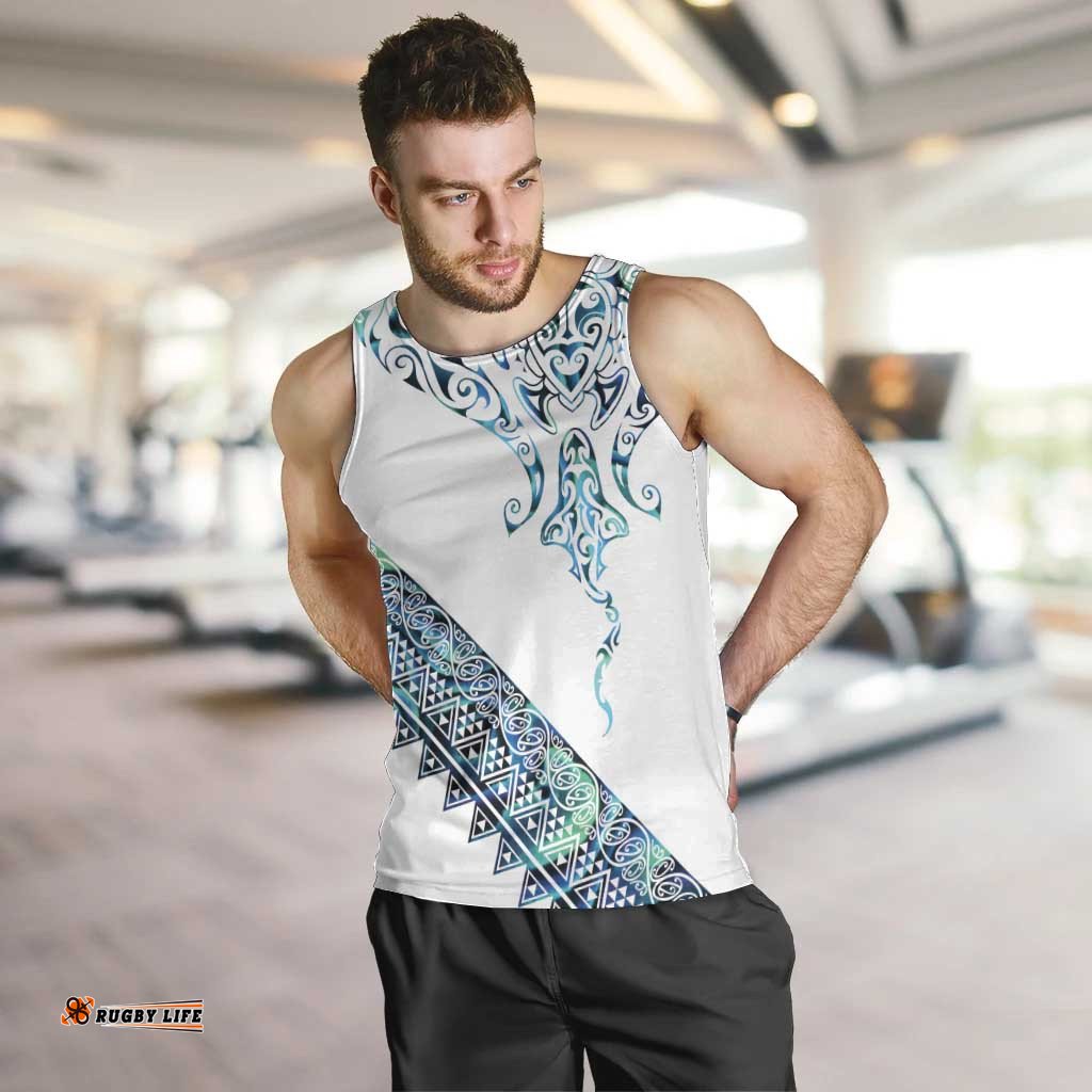 Kahui Whetu Paua shell Kowhaiwhai Taniko Personalised Men Tank Top Manta Ray Shark-Turtle Maori Tribal Style LT9