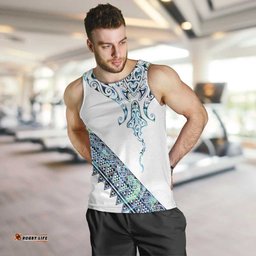 Kahui Whetu Paua shell Kowhaiwhai Taniko Personalised Men Tank Top Manta Ray Shark-Turtle Maori Tribal Style LT9
