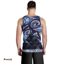 Matariki New Zealand Men Tank Top NZ Niho Taniwha Maori New Year Blue Galaxy LT14