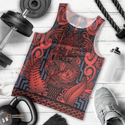 Custom New Zealand Taiaha Maori Men Tank Top Whero Minimalist Silver Fern Tukutuku Motif LT9