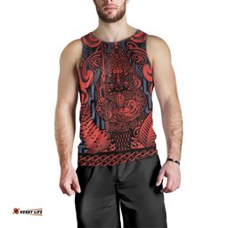 Custom New Zealand Taiaha Maori Men Tank Top Whero Minimalist Silver Fern Tukutuku Motif LT9