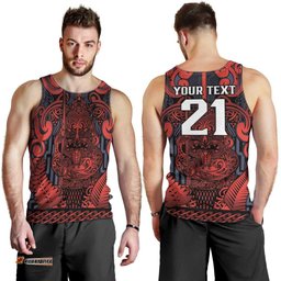 Custom New Zealand Taiaha Maori Men Tank Top Whero Minimalist Silver Fern Tukutuku Motif LT9