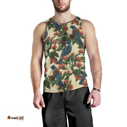 New Zealand Christmas Men Tank Top Romantic Tui Birds on Pohutukawa - Ivory LT7