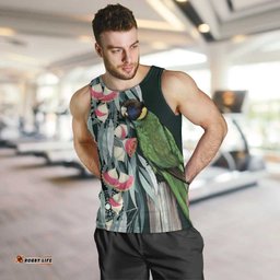 Australian Ringneck Parrot Men Tank Top Barnardius Zonarius Eucalyptus Flowers Aboriginal Art LT14