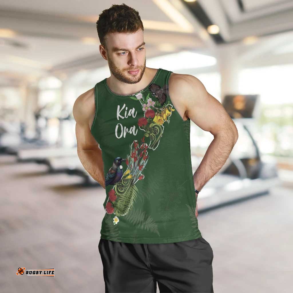 Kia Ora New Zealand Floral Personalized Men Tank Top Sage Green LT7