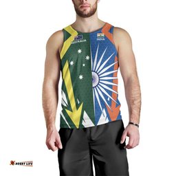 India vs Australia Custom Men Tank Top Blue vs Gold Cricket Heritage LT9