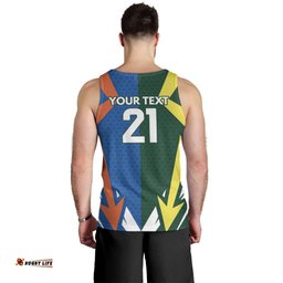 India vs Australia Custom Men Tank Top Blue vs Gold Cricket Heritage LT9