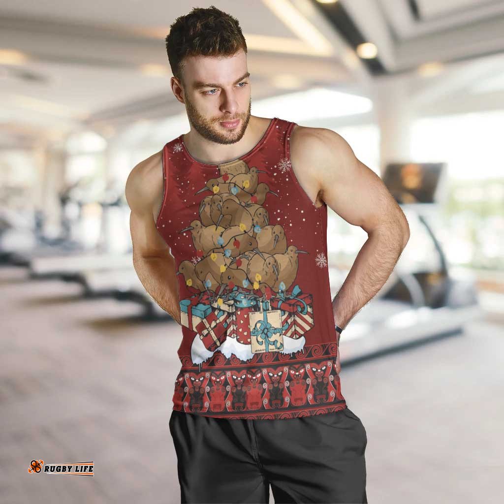 Funny Kiwi Bird Xmas Tree Men Tank Top New Zealand Tribal Christmas Spirit LT9