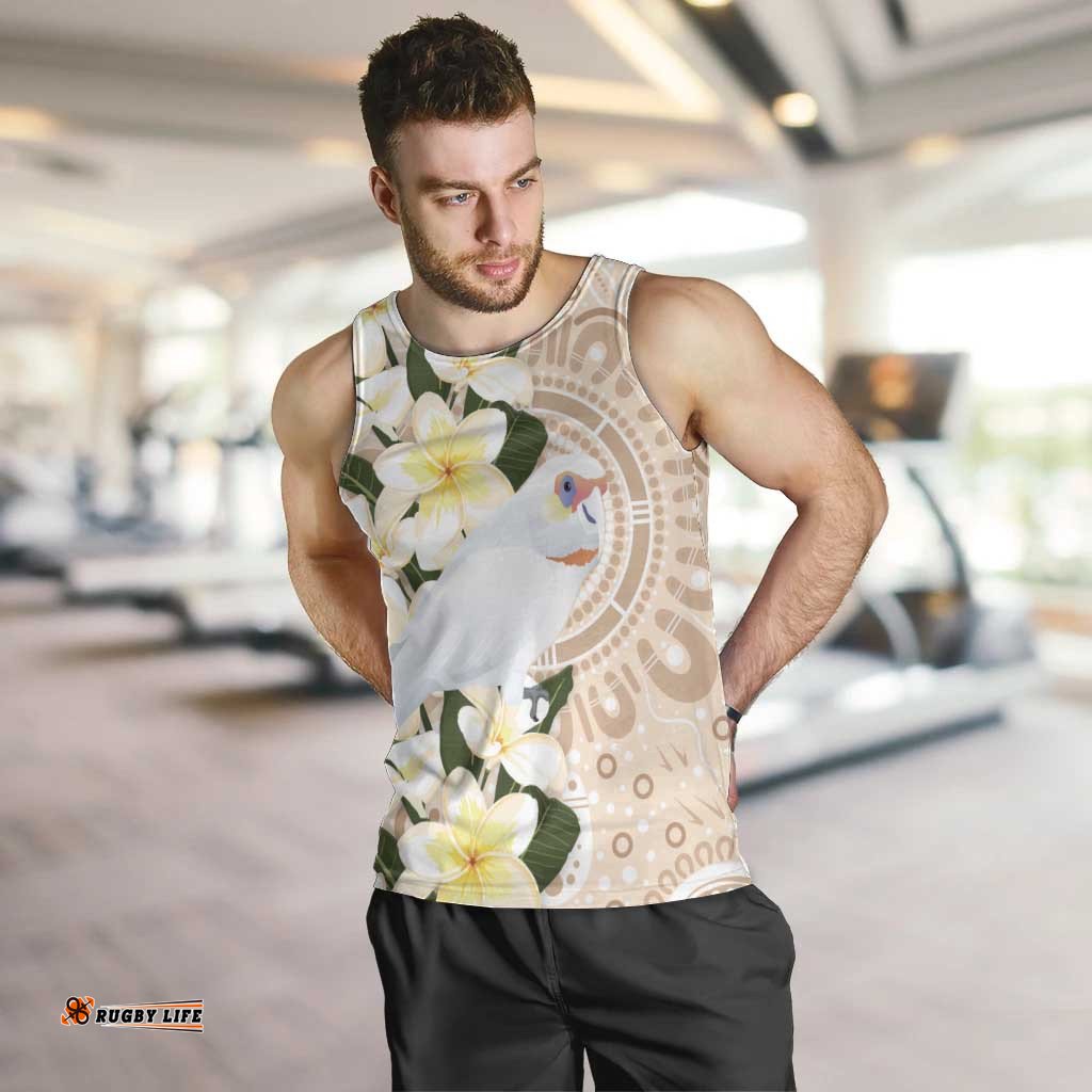 Australia Long-billed Corella Men Tank Top Cacatua Tenuirostris Plumeria Aboriginal Art LT14