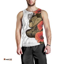 Australia ANZAC Day Men Tank Top Boots And Slouch Hat Lest We Forget LT14