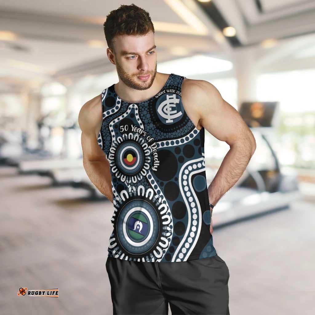 Carlton NAIDOC Week 2026 Personalised Men Tank Top 50 Years of Deadly Aboriginal Art LT14