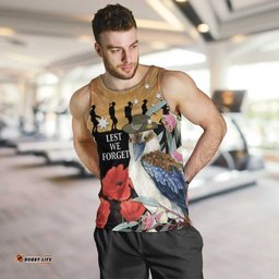 Australia Kookaburra ANZAC Day Men Tank Top Rising Sun 25th April Poppy Eucalyptus Blossoms LT14