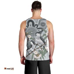 Australia Grey Butcherbird Men Tank Top Eucalyptus Alba Indigenous Art LT14