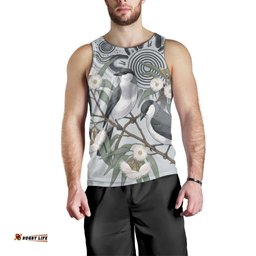 Australia Grey Butcherbird Men Tank Top Eucalyptus Alba Indigenous Art LT14