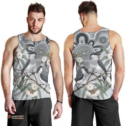 Australia Grey Butcherbird Men Tank Top Eucalyptus Alba Indigenous Art LT14