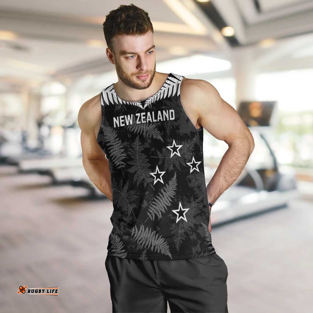 Custom New Zealand Silver Fern Football Men Tank Top Go Aotearoa Grunge Black LT14