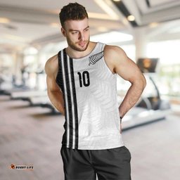 Custom New Zealand Football Men Tank Top Silver Fern and Maori Tribal Black White Half Sporty Style LT03