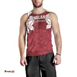 Custom England Rugby 2025 Men Tank Top Go Champions Red Rose LT14
