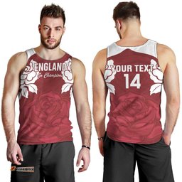 Custom England Rugby 2025 Men Tank Top Go Champions Red Rose LT14