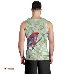 Australia Crimson Rosella Men Tank Top Platycercus Elegans Eucalyptus Alba Watercolor LT14