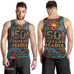 NAIDOC Week 26 Men Tank Top 50 Years of Deadly Aboriginal Motif LT03