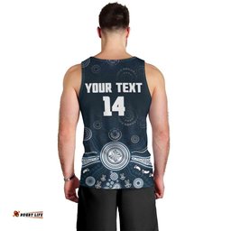 Custom Carlton Football Men Tank Top Go Blues Aboriginal Art LT14
