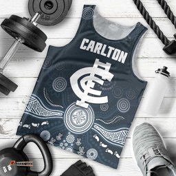 Custom Carlton Football Men Tank Top Go Blues Aboriginal Art LT14