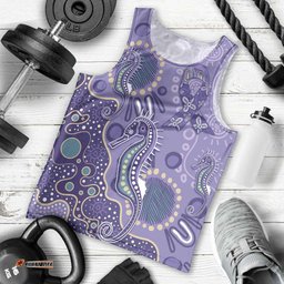 Australia Epilepsy Awareness Men Tank Top Aboriginal Purple Ribbon with Seahorse LT7