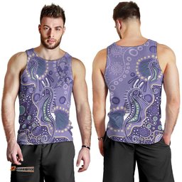 Australia Epilepsy Awareness Men Tank Top Aboriginal Purple Ribbon with Seahorse LT7