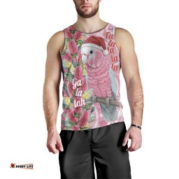 Australia Pink Galah Christmas Men Tank Top Falalalala Galalah Bottlebrush Aboriginal Art LT14