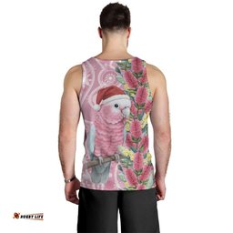 Australia Pink Galah Christmas Men Tank Top Falalalala Galalah Bottlebrush Aboriginal Art LT14