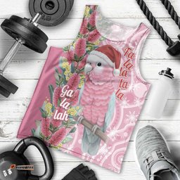 Australia Pink Galah Christmas Men Tank Top Falalalala Galalah Bottlebrush Aboriginal Art LT14
