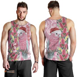 Australia Pink Galah Christmas Men Tank Top Falalalala Galalah Bottlebrush Aboriginal Art LT14