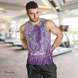 Australia Epilepsy Awareness Men Tank Top Seahorse Think Purple Ribbon Aboriginal LT14