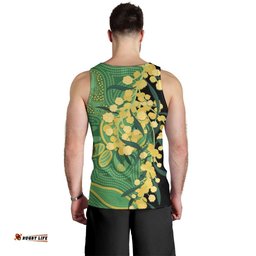 Australia Golden Wattle Men Tank Top Aussie Native Flowers Indigenous Art LT14