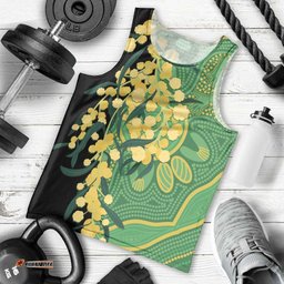 Australia Golden Wattle Men Tank Top Aussie Native Flowers Indigenous Art LT14