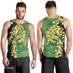 Australia Golden Wattle Men Tank Top Aussie Native Flowers Indigenous Art LT14