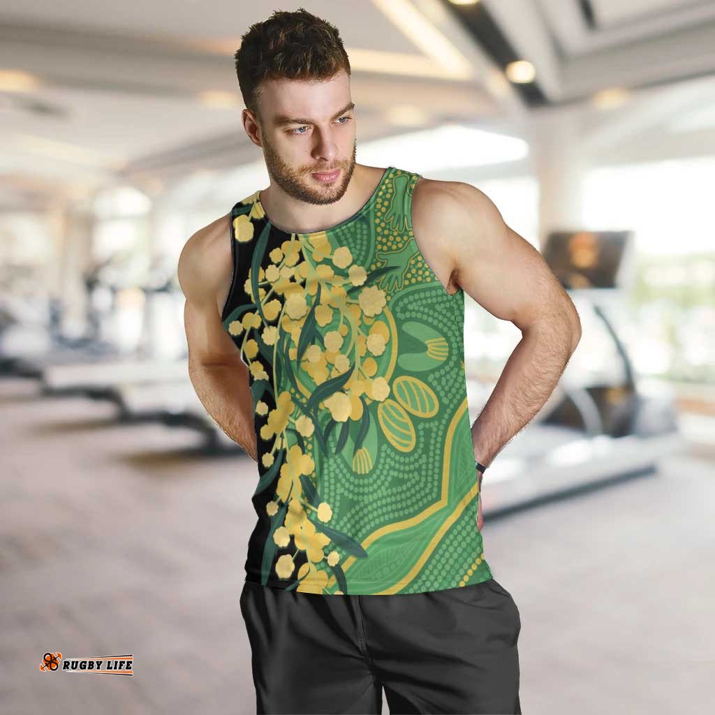Australia Golden Wattle Men Tank Top Aussie Native Flowers Indigenous Art LT14