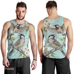 Australia Red Wattlebird Men Tank Top Eucalyptus Alba Indigenous Art LT14