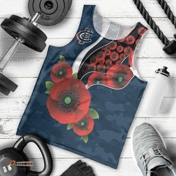 Carlton Blues ANZAC Personalised Men Tank Top Lest We Forget Poppy Camo LT9