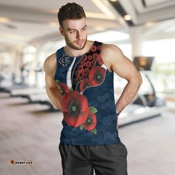 Carlton Blues ANZAC Personalised Men Tank Top Lest We Forget Poppy Camo LT9