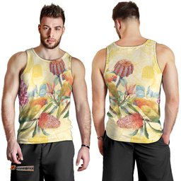 Birds and Floral Aussie Lorikeet Men Tank Top Pastel Yellow LT7
