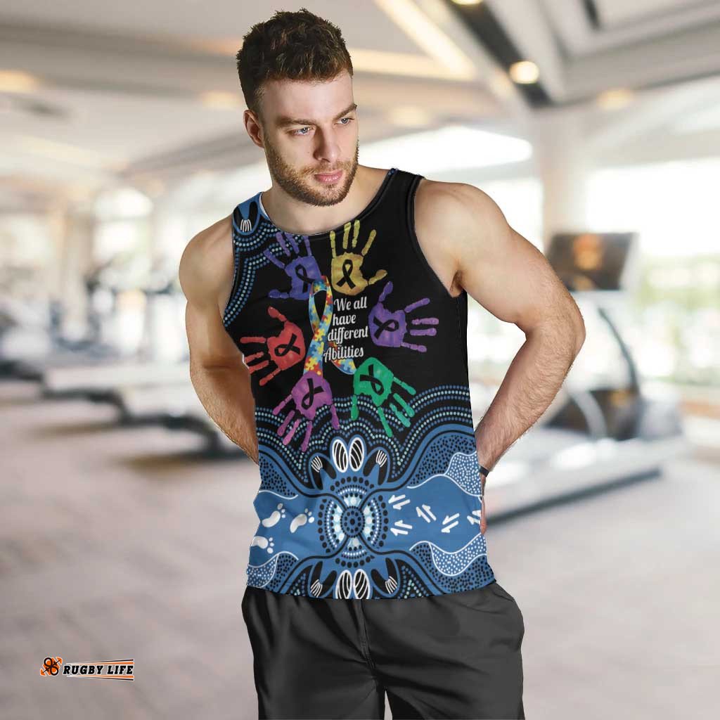 Autism Awareness Australia Indigenous Men Tank Top We All Have Different Abilities LT14