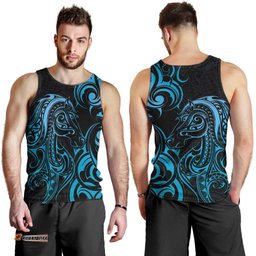 Blue Aoteara Horse Racing Men Tank Top NZ Maori Pattern LT14