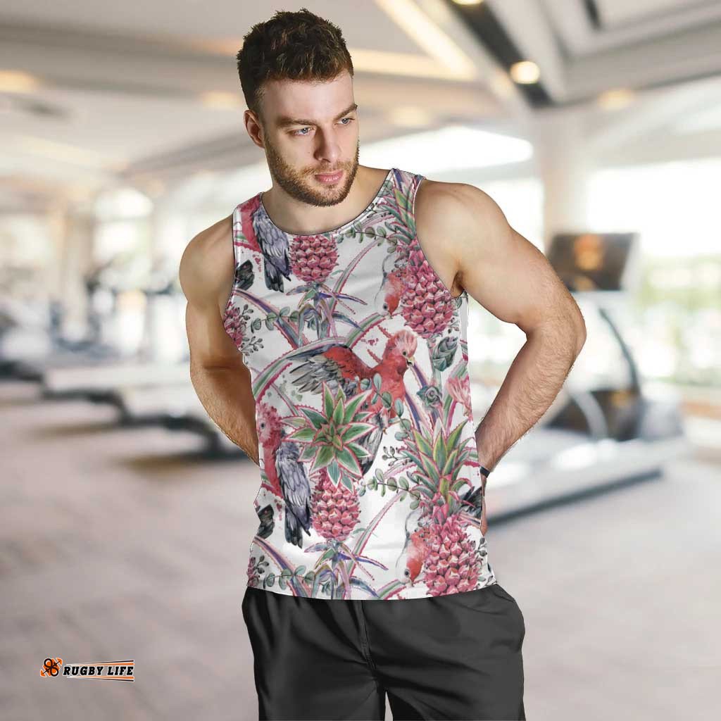 Australia Pink Galah Men Tank Top Rose-breasted Cockatoo Pineapple Seamless Vibes LT14