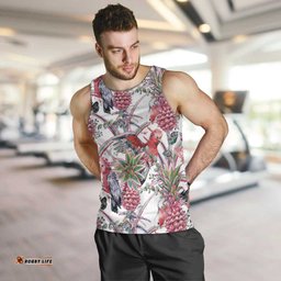 Australia Pink Galah Men Tank Top Rose-breasted Cockatoo Pineapple Seamless Vibes LT14