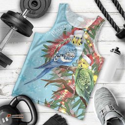 Blue Budgies on Callistemon Men Tank Top Merry Christmas Aussie LT7
