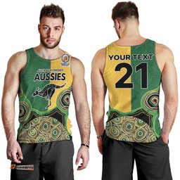 Custom Australia Cricket Spirit 2026 Men Tank Top World T20 Edition - Aussie Color Aboriginal Motif LT9