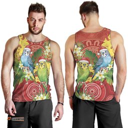 Budgerigar Australia Christmas Men Tank Top Budgies Golden Wattle Aboriginal Red LT14